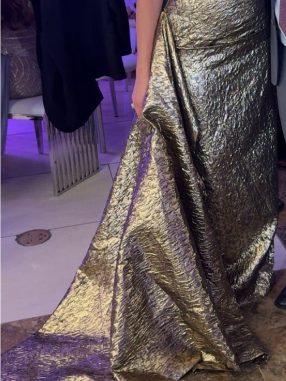 Gold Textured Metallic Maxi Gown